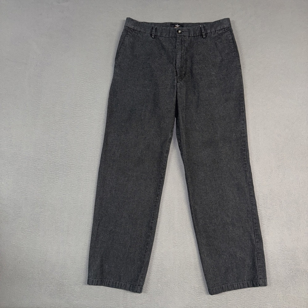 Dockers Pants Mens 36x32 (Fits 34x30) Gray Striped Straight D2 Signature Khaki
